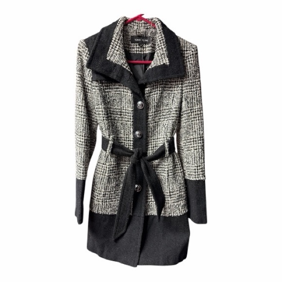 Black Rivet Jackets & Blazers - Black Rivet by Guess -Women's Black and Gray Tweed Coat